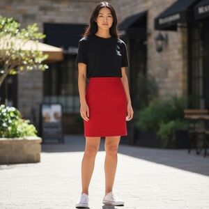 Vintage Made in the USA 100% Wool Red Pencil Skirt 8